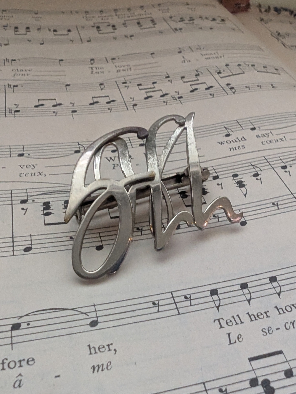 Silver Script Initials Brooch SLL - Men's Accessory - Picture 7 of 10